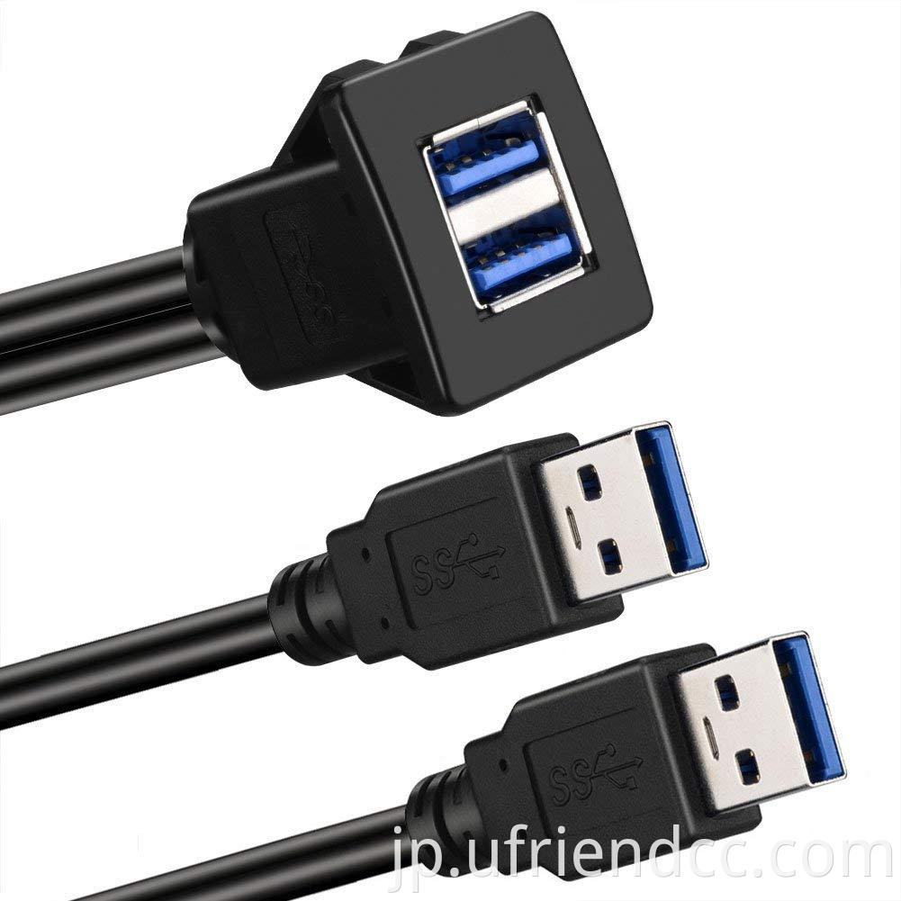 中国データケーブルファクトリーデュアルシングルスクエアUSB 3.0パネルフラッシュマウントエクステンションケーブル